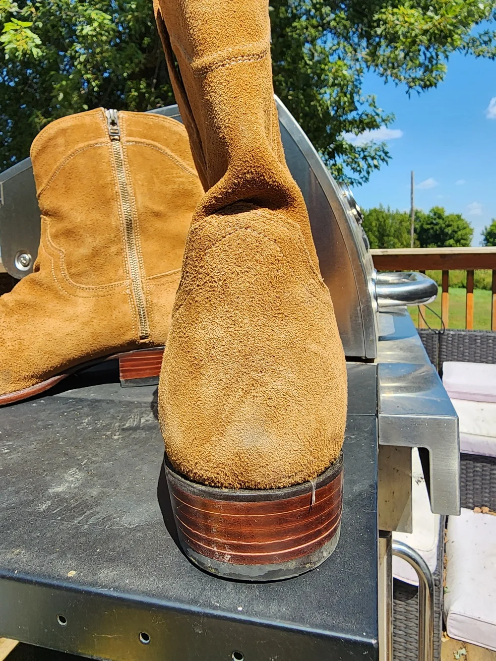 Tecovas Tan Suede Ankle Length Western boots